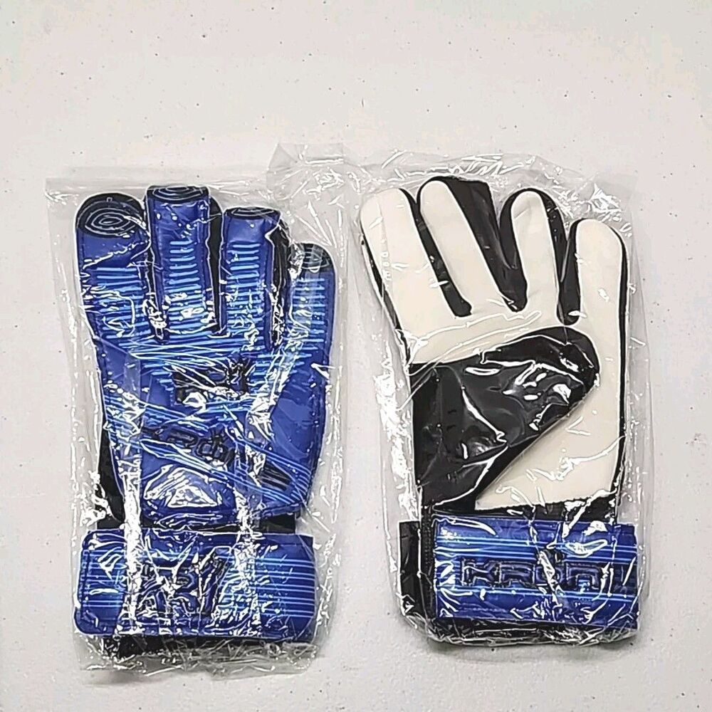 Kr1one Kids Soccer Goalkeeper Gloves Size 4 Blue White Goal Kicking Ages 6-9 You